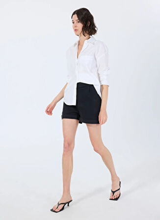 Siyah Kadın Normal Bel Normal Kalıp Şort 50540402