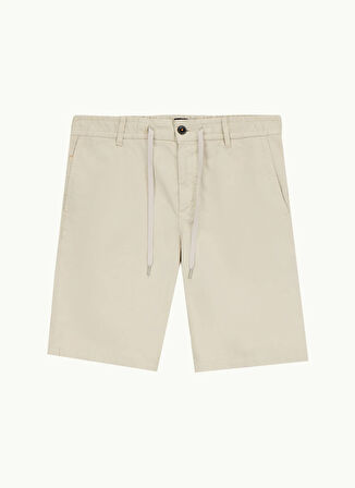 Bej Erkek Bağlamalı Bel Tapered Fit Şort Chino-tapered