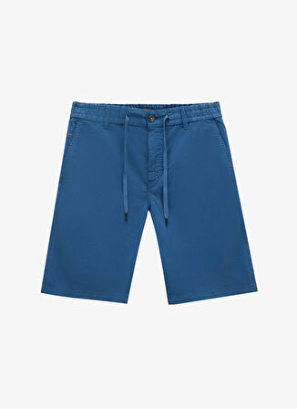 Koyu Mavi Erkek Bağlamalı Bel Tapered Fit Şort Chino-tapered