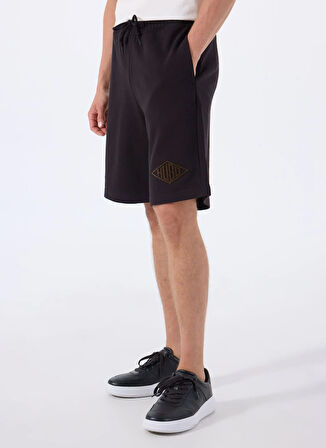 Siyah Erkek Lastikli Bel Relaxed Sweat Şort 50534953_Damtus 10266045 01