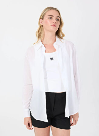 Boss Normal Gömlek Yaka Düz Beyaz Kadın Gömlek 50540813