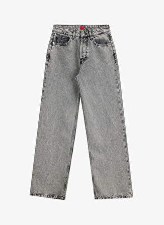 Gri Kadın Yüksek Bel Straight Fit Denim Pantolon 50539781