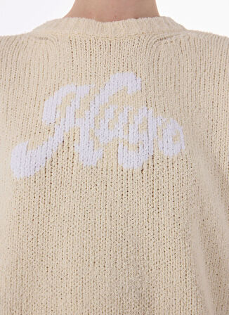 Hugo Bisiklet Yaka Oversize Düz Ekru Kazak Kadın 50539782
