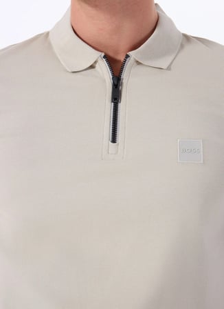 Boss Bej Erkek Polo T-Shirt Passerzip
