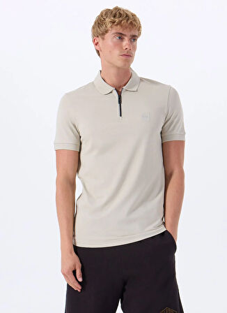 Boss Bej Erkek Polo T-Shirt Passerzip