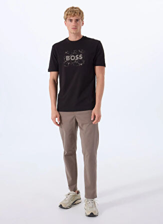 Boss Bisiklet Yaka Siyah Erkek T-Shirt Te_Logospace