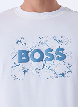 Boss Bisiklet Yaka Beyaz Erkek T-Shirt Te_Logospace