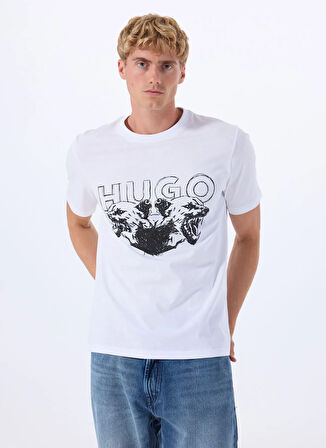 Hugo Bisiklet Yaka Düz Beyaz Erkek T-Shirt 50538257_Durro 10258299 01