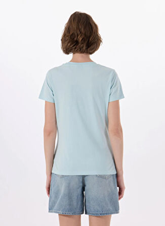 Boss Bisiklet Yaka Düz Mavi Kadın T-Shirt 50506973