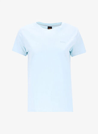 Boss Bisiklet Yaka Düz Mavi Kadın T-Shirt 50506973