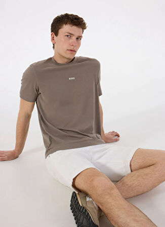 Boss Bisiklet Yaka Ekru Erkek T-Shirt TChup