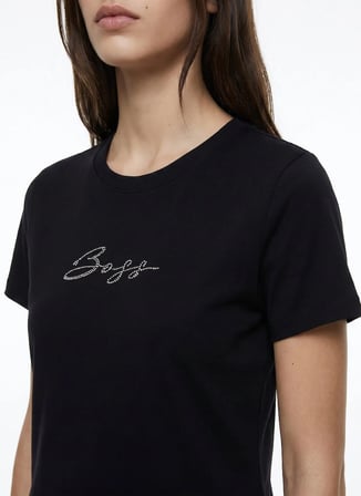 BOSS Siyah Kadın Yazı Baskılı T-Shirt 50538826