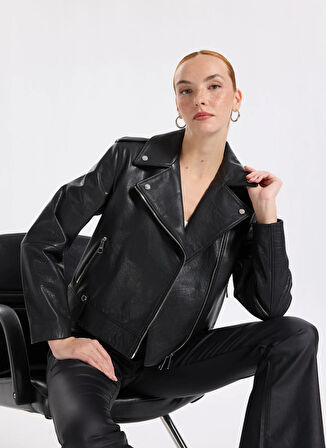 Boss Siyah Kadın Deri Ceket 50541769