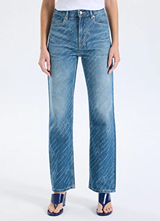 Boss Yüksek Bel Düz Paça Standart Mavi Kadın Denim Pantolon 50545081