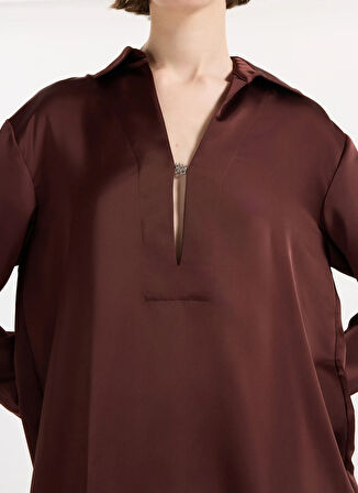 Hugo Normal Gömlek Yaka Kahve Kadın Gömlek 50542311