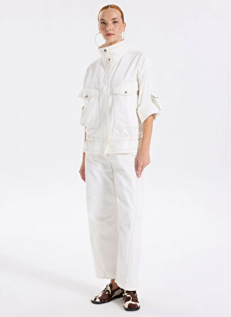 Boss Yüksek Bel Standart Beyaz Kadın Pantolon 50544537