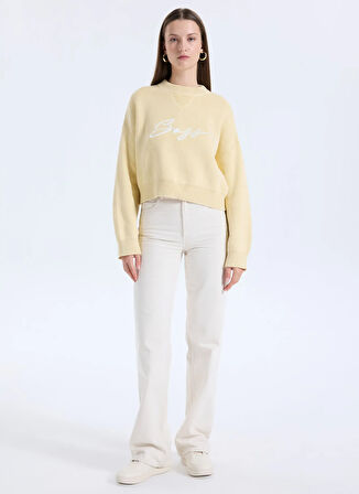 Boss Bisiklet Yaka Standart Sarı Kadın Kazak 50543979