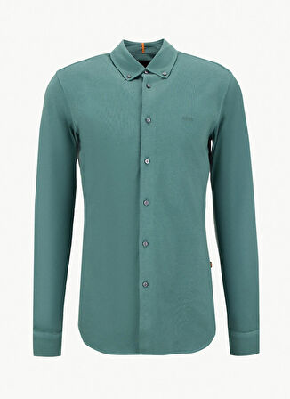 Boss Slim Fit Düğmeli Yaka Haki Erkek Gömlek Myjersey_M