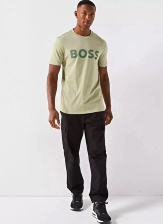 Boss Bisiklet Yaka Açık Haki Erkek T-Shirt Thinking