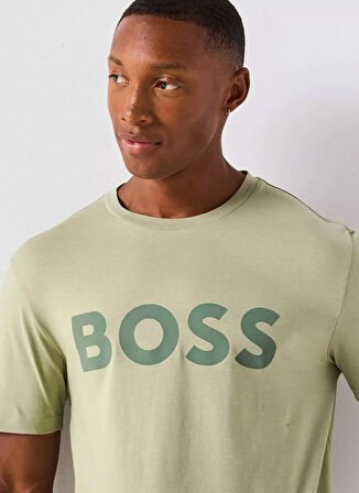 Boss Bisiklet Yaka Açık Haki Erkek T-Shirt Thinking