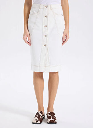 Boss Yüksek Bel Beyaz Kadın Diz Altı Etek 50541412