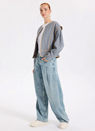 Boss Yüksek Bel Düz Paça Standart Mavi Kadın Denim Pantolon 50542435