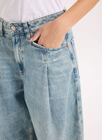 Boss Yüksek Bel Düz Paça Standart Mavi Kadın Denim Pantolon 50542435