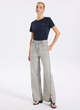 Boss Yüksek Bel Düz Paça Standart Gri Kadın Denim Pantolon 50542436