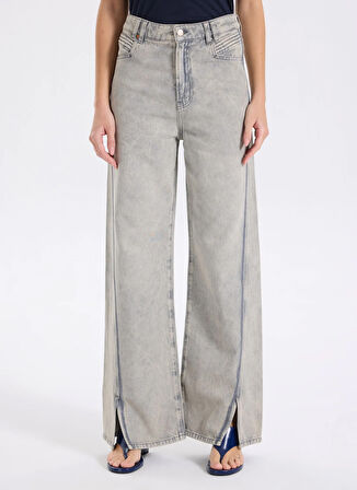 Boss Yüksek Bel Düz Paça Standart Gri Kadın Denim Pantolon 50542436