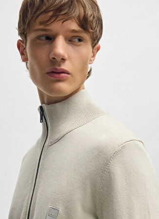 Boss Fermuarlı Yaka Regular Fit Ekru Erkek Kazak Kanobix_S