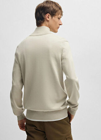 Boss Fermuarlı Yaka Regular Fit Ekru Erkek Kazak Kanobix_S