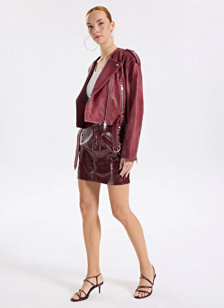 Boss Yüksek Bel Bordo Kadın Kısa Etek 50543096