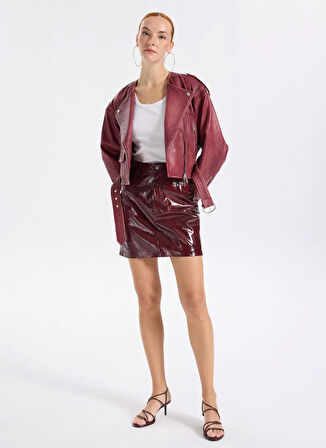 Boss Yüksek Bel Bordo Kadın Kısa Etek 50543096