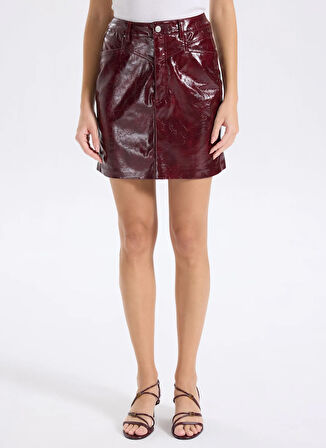 Boss Yüksek Bel Bordo Kadın Kısa Etek 50543096