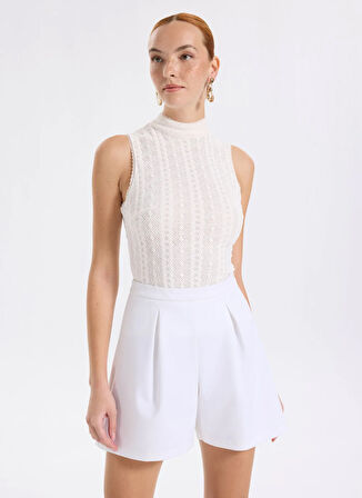 Boss Balıkçı Yaka Beyaz Kadın Bluz 50543556