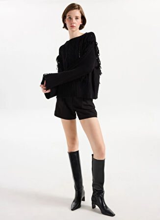 Boss Bisiklet Yaka Standart Siyah Kazak Kadın 50543949