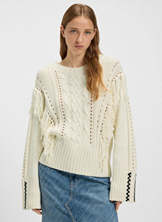 Boss Bisiklet Yaka Standart Ekru Kazak Kadın 50543949