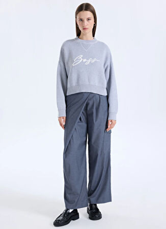 Boss Bisiklet Yaka Standart Gri Kadın Kazak 50543979