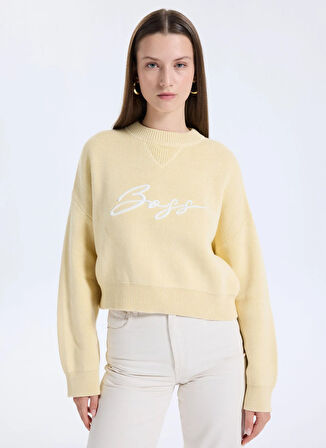 Boss Bisiklet Yaka Standart Sarı Kadın Kazak 50543979