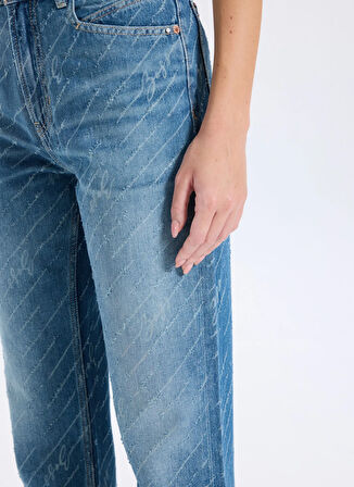 Boss Yüksek Bel Düz Paça Standart Mavi Kadın Denim Pantolon 50545081