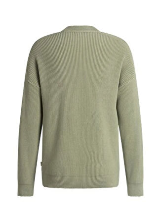 Boss Bisiklet Yaka Relaxed Açık Haki Erkek Kazak Kalamaro