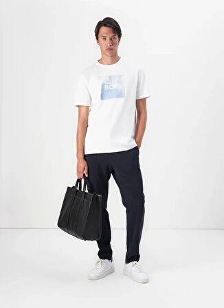 Boss Bisiklet Yaka Beyaz Erkek T-Shirt Te_Wheel