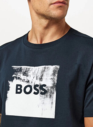 Boss Bisiklet Yaka Lacivert Erkek T-Shirt Te_Wheel