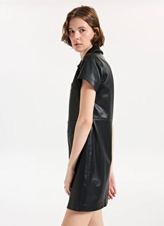 Hugo Gömlek Yaka Siyah Kısa Kadın Elbise 50542354