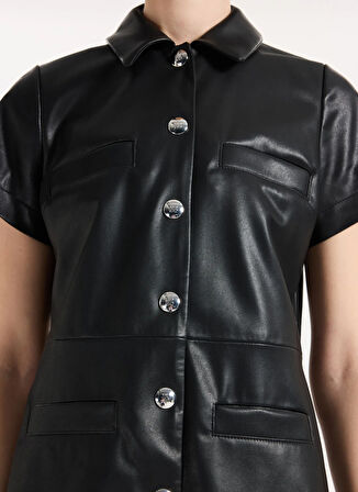 Hugo Gömlek Yaka Siyah Kısa Kadın Elbise 50542354