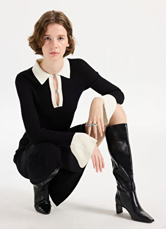 Hugo Gömlek Yaka Siyah Standart Kadın Elbise 50542620