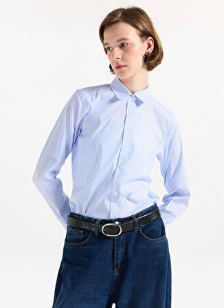 Hugo Normal Gömlek Yaka Mavi Kadın Gömlek 50544090