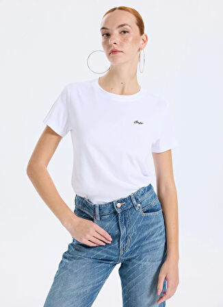 Boss Bisiklet Yaka Beyaz Kadın T-Shirt 50554015