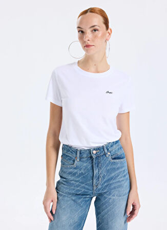 Boss Bisiklet Yaka Beyaz Kadın T-Shirt 50554015