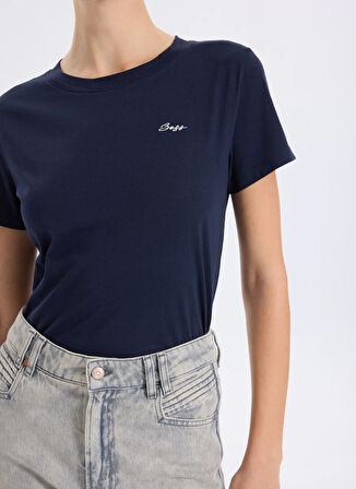 Boss Bisiklet Yaka Lacivert Kadın T-Shirt 50554015